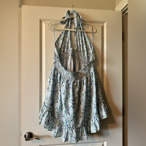 NEW Aerie Spring Fling Halter Cross Floral Dress Blue XXL NWOT - Picture 3 of 4